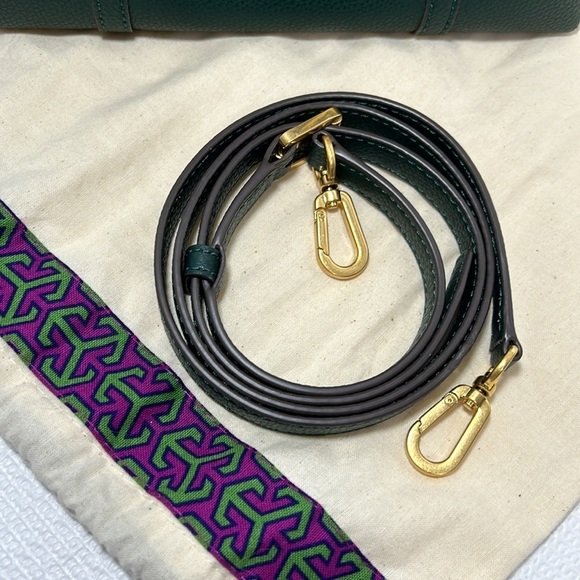 TORY BURCH Perry Small Leather Satchel Crossbody Shoulder Bag  Green - Picture 6 of 12